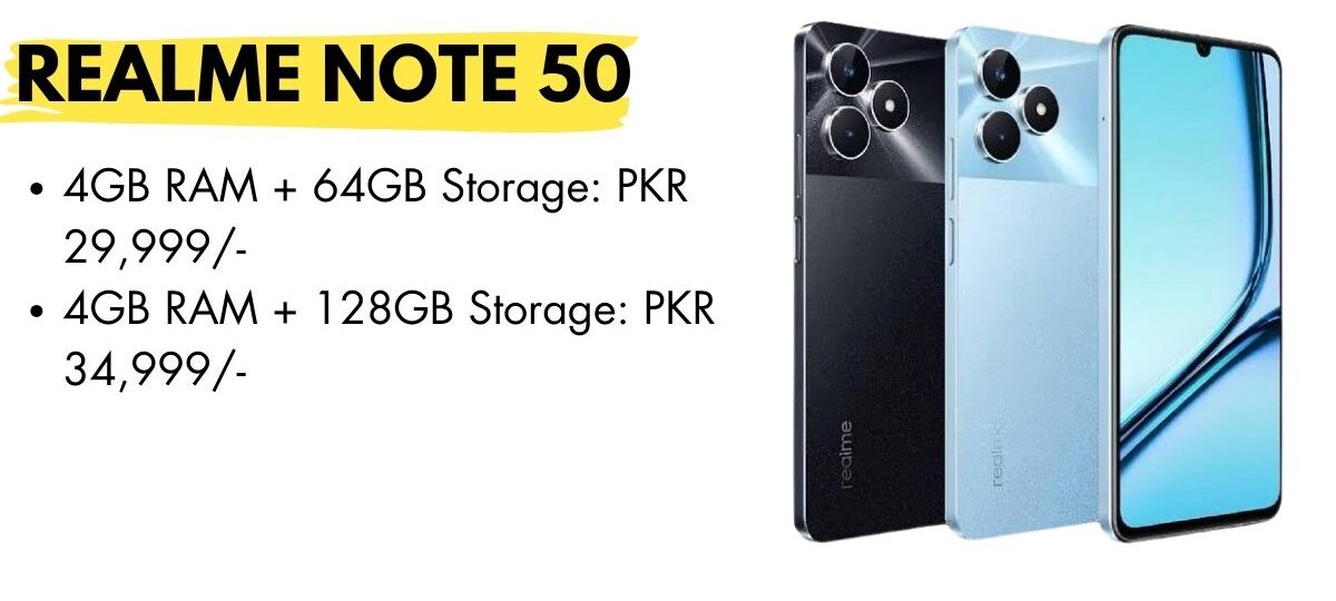 Realme Note 50 smartphone showcasing sleek design and vibrant display