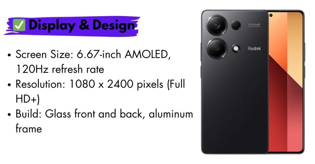 Close-up view of the Redmi Note 13 Pro, showcasing its stunning display and sleek design.