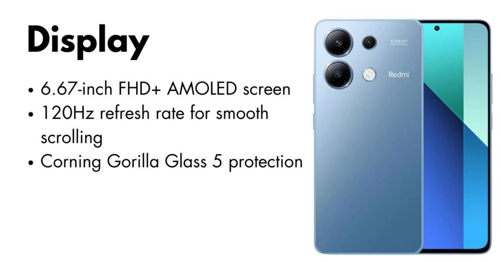 Redmi Note 13 Pro with stunning AMOLED display – front and back view