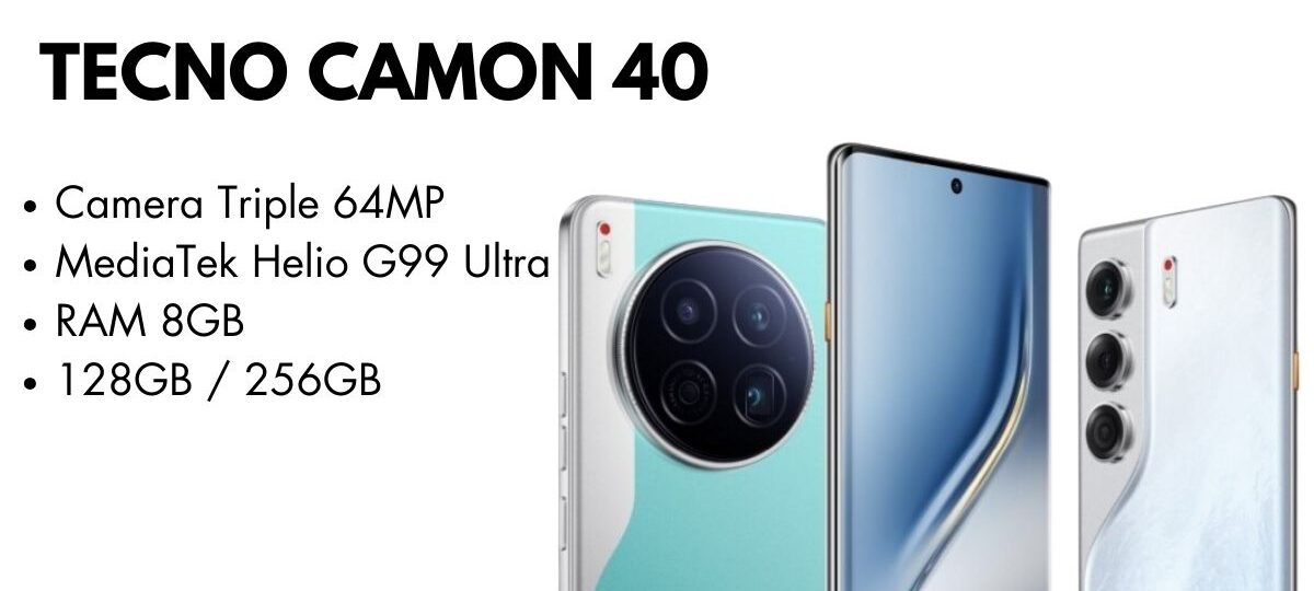 Tecno Camon 40 smartphone front and back view showcasing camera and sleek design