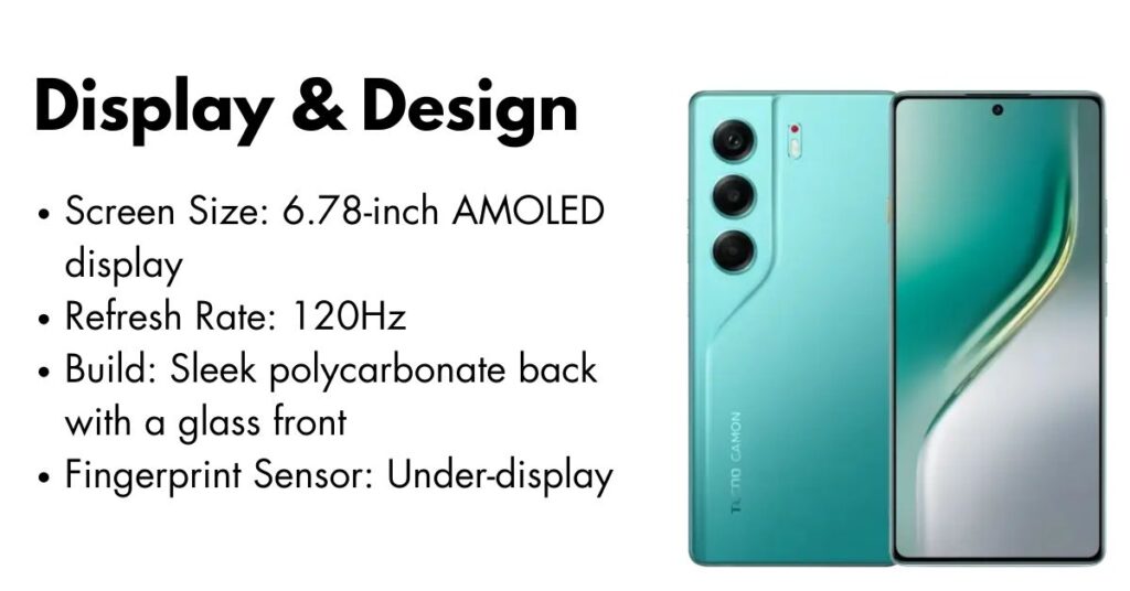Tecno Camon 40 smartphone featuring a vibrant AMOLED display