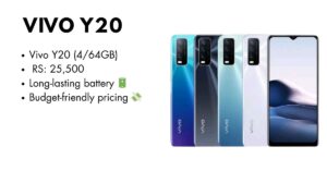 Vivo Y20 smartphone in Pakistan showcasing its sleek design and large display