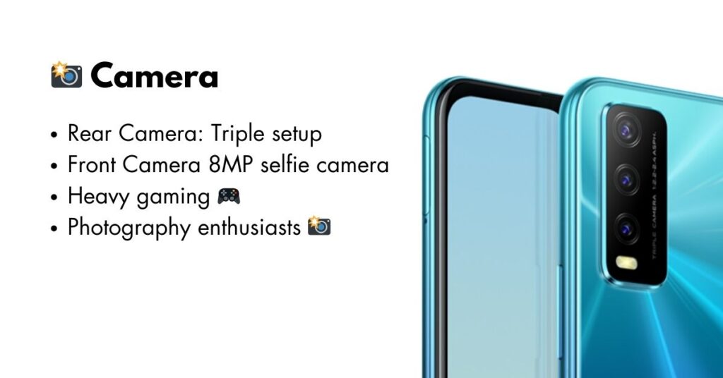 Vivo Y20 smartphone showcasing its triple rear camera setup for sharp photography