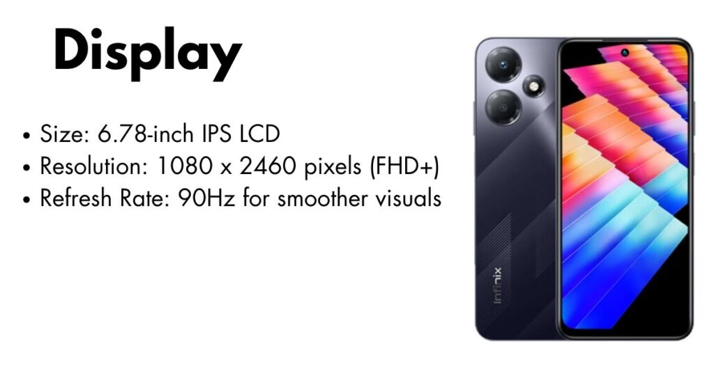 Infinix Hot 30 smartphone front and back view with vibrant display