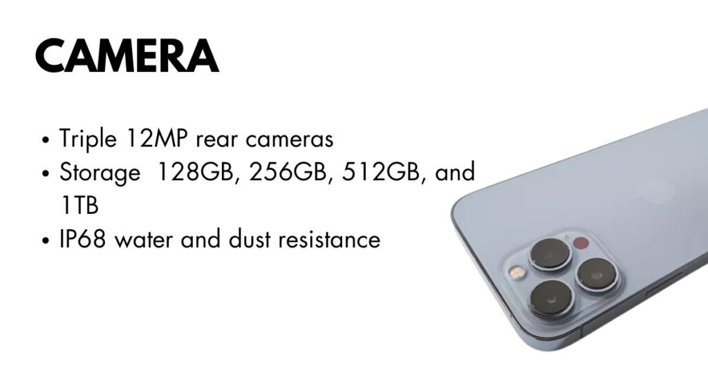 iPhone 13 Pro Max camera module showing triple-lens setup with LiDAR sensor