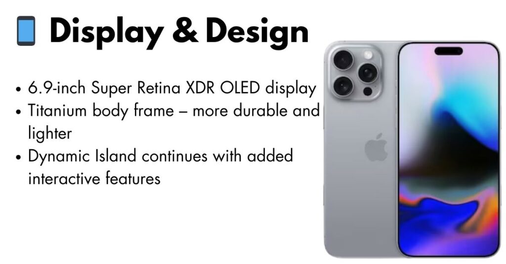 iPhone 16 Pro Max front and back view showcasing its stunning OLED display and premium design
