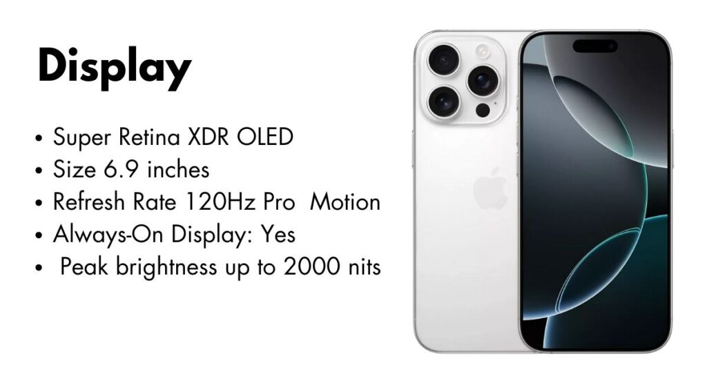 Front and back view of iPhone 16 Pro Max showcasing its sleek design and Super Retina XDR display