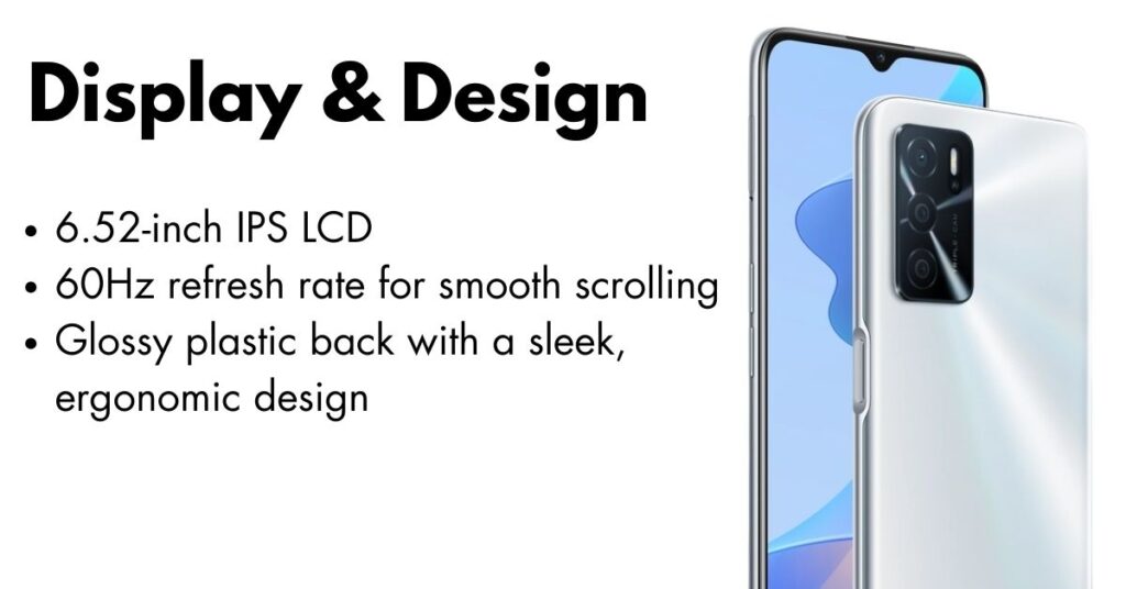 Oppo A16 smartphone front and back view with 6.52-inch HD+ display