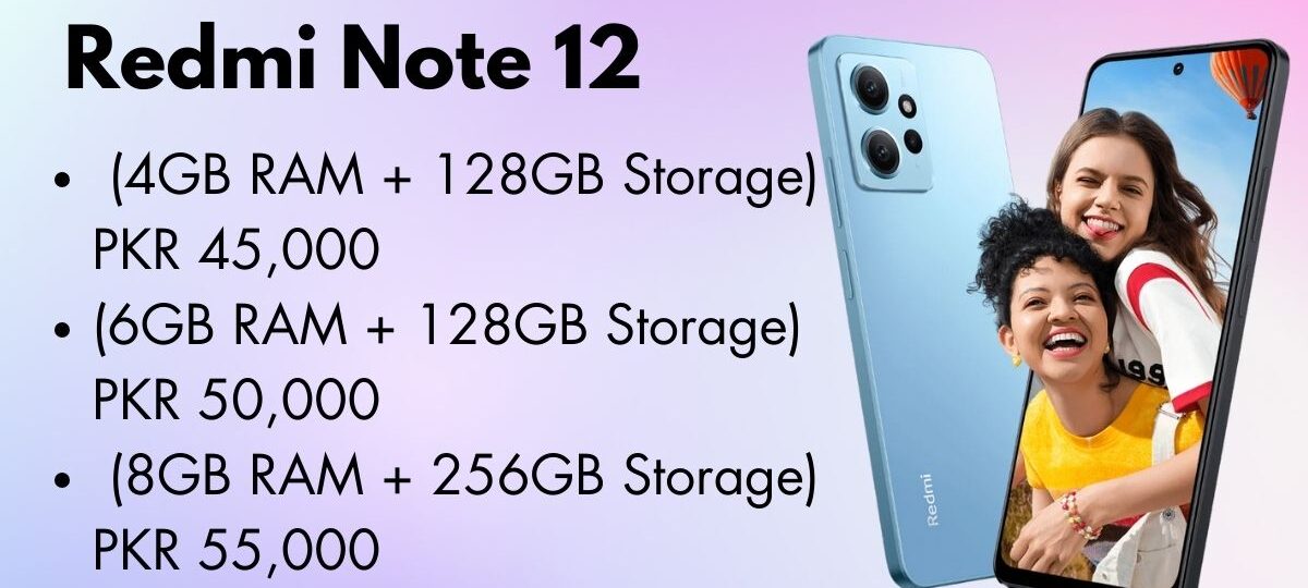 Redmi Note 12 smartphone with AMOLED display and dual camera setup