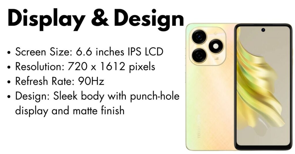 Tecno Spark 20 with 6.6-inch HD+ Dot Notch Display