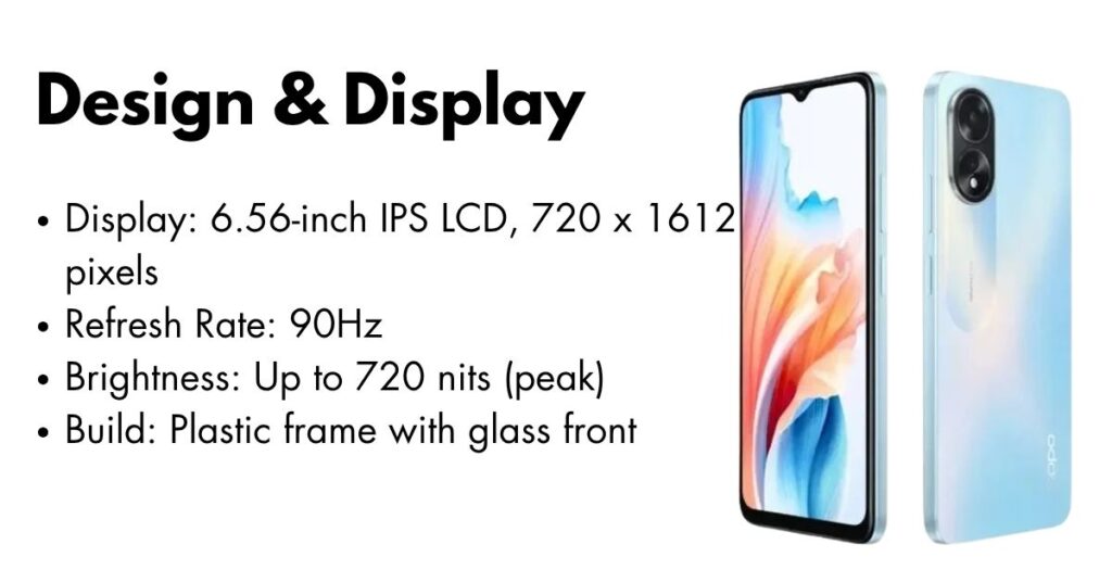Oppo A18 smartphone front display with vibrant HD+ screen