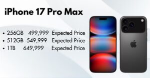 iPhone 17 Pro Max showcasing sleek design with triple camera setup and edge-to-edge display