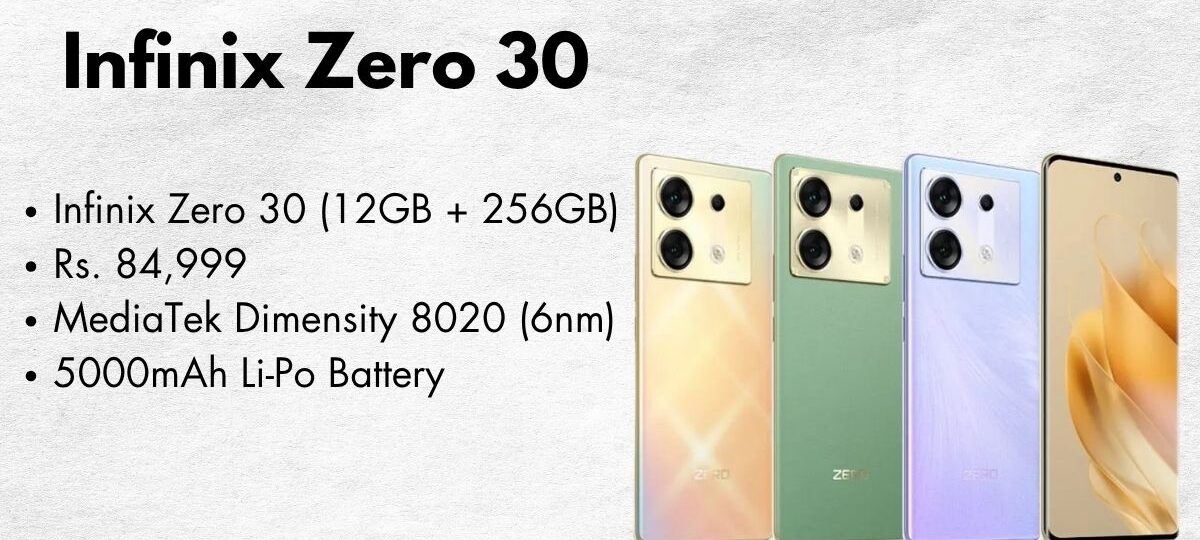 Infinix Zero 30 smartphone front and back view with AMOLED display and stylish design